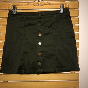 Army green mini skirt.